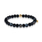 Men's | 18k Gold | Black Line Agate Bead Bracelet