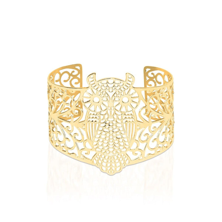 18k Gold | Owl | Laser Cut Cuff