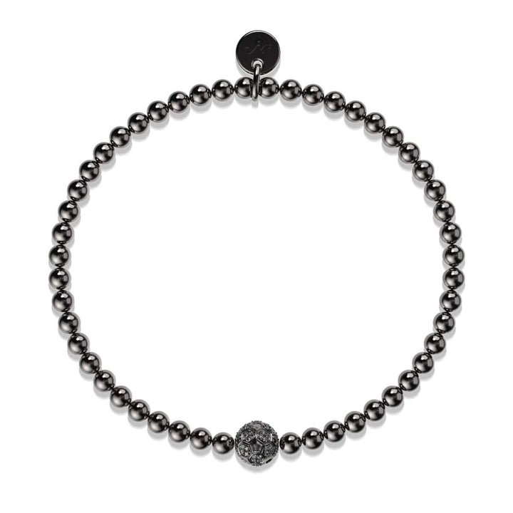 Goal | Gunmetal | Crystal Soccer Ball Charm Bracelet | Men's