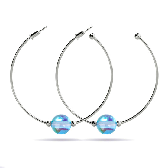 Blue Nebula | Silver | Galaxy Glass Hoop Earrings