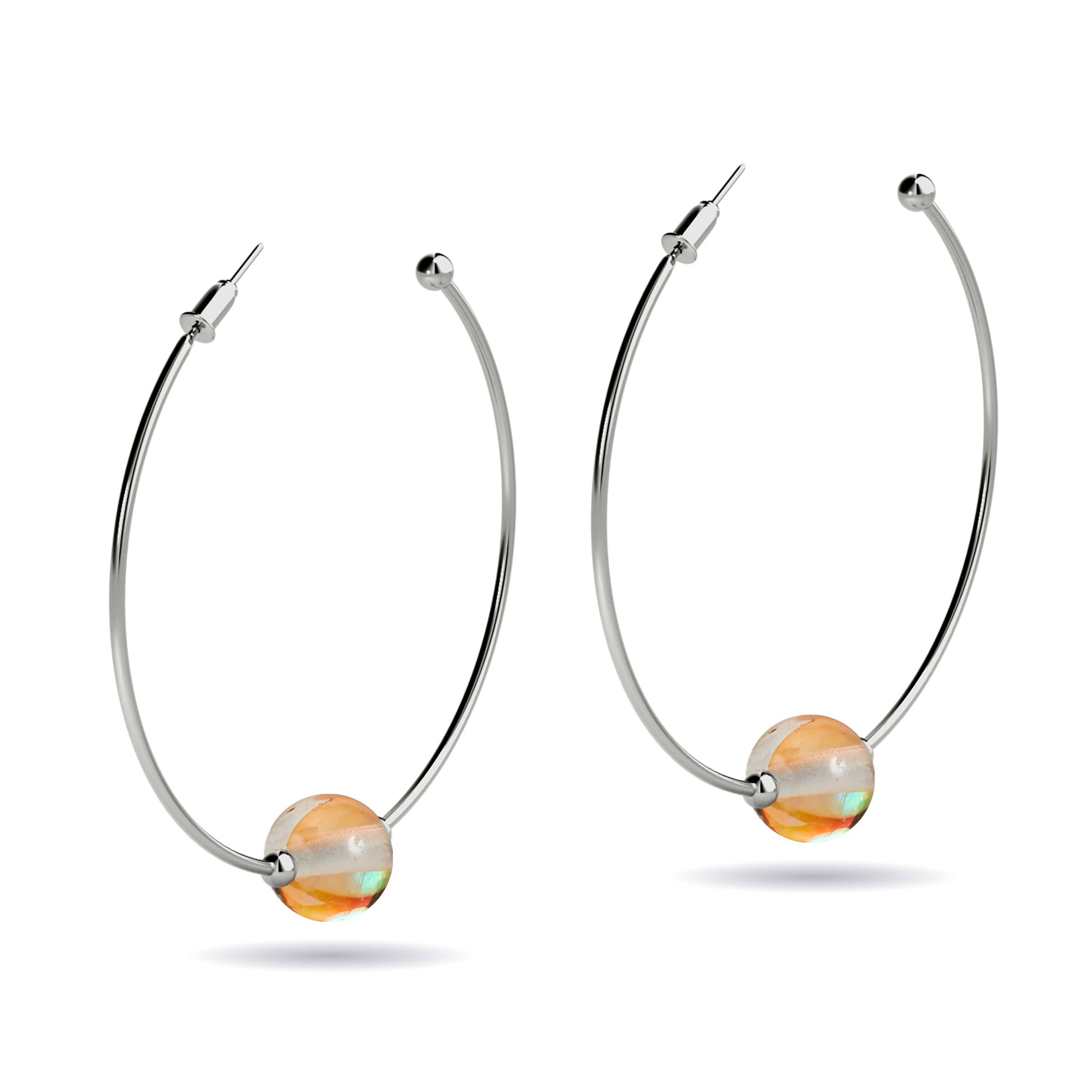 Champagne Supernova | Silver | Galaxy Glass Hoop Earrings