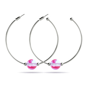 Pink Nebula | Silver | Galaxy Glass Hoop Earrings