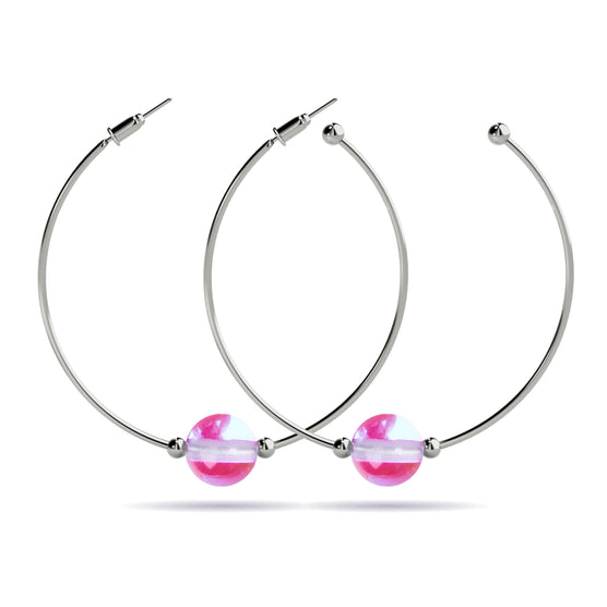 Pink Nebula | Silver | Galaxy Glass Hoop Earrings
