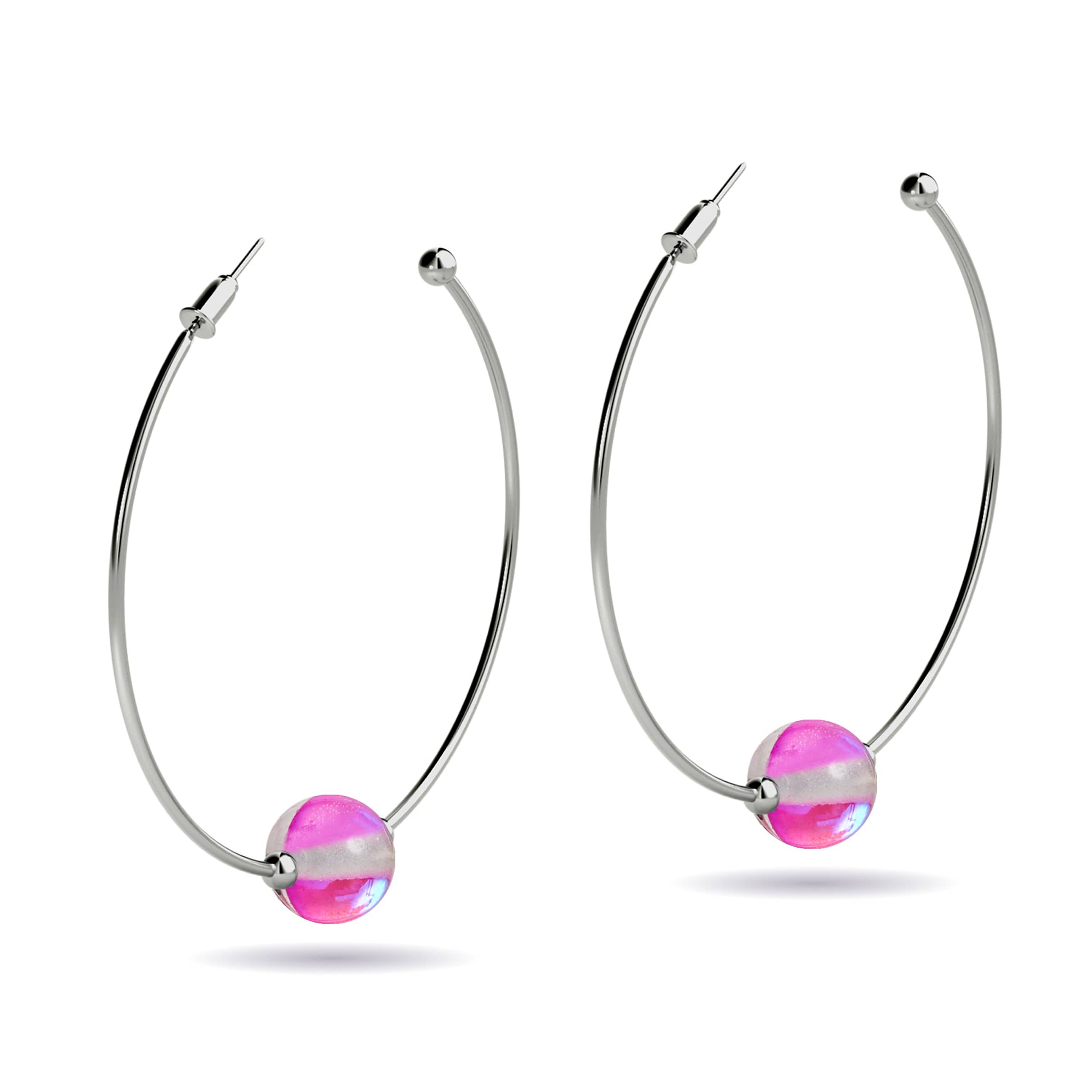 Pink Nebula | Silver | Galaxy Glass Hoop Earrings