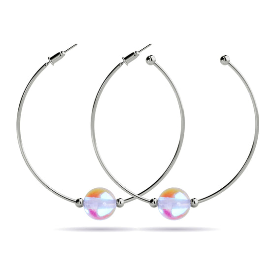 Rainbow Supernova | Silver | Galaxy Glass Hoop Earrings