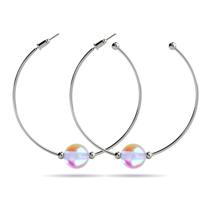 Rainbow Supernova | Silver | Galaxy Glass Hoop Earrings
