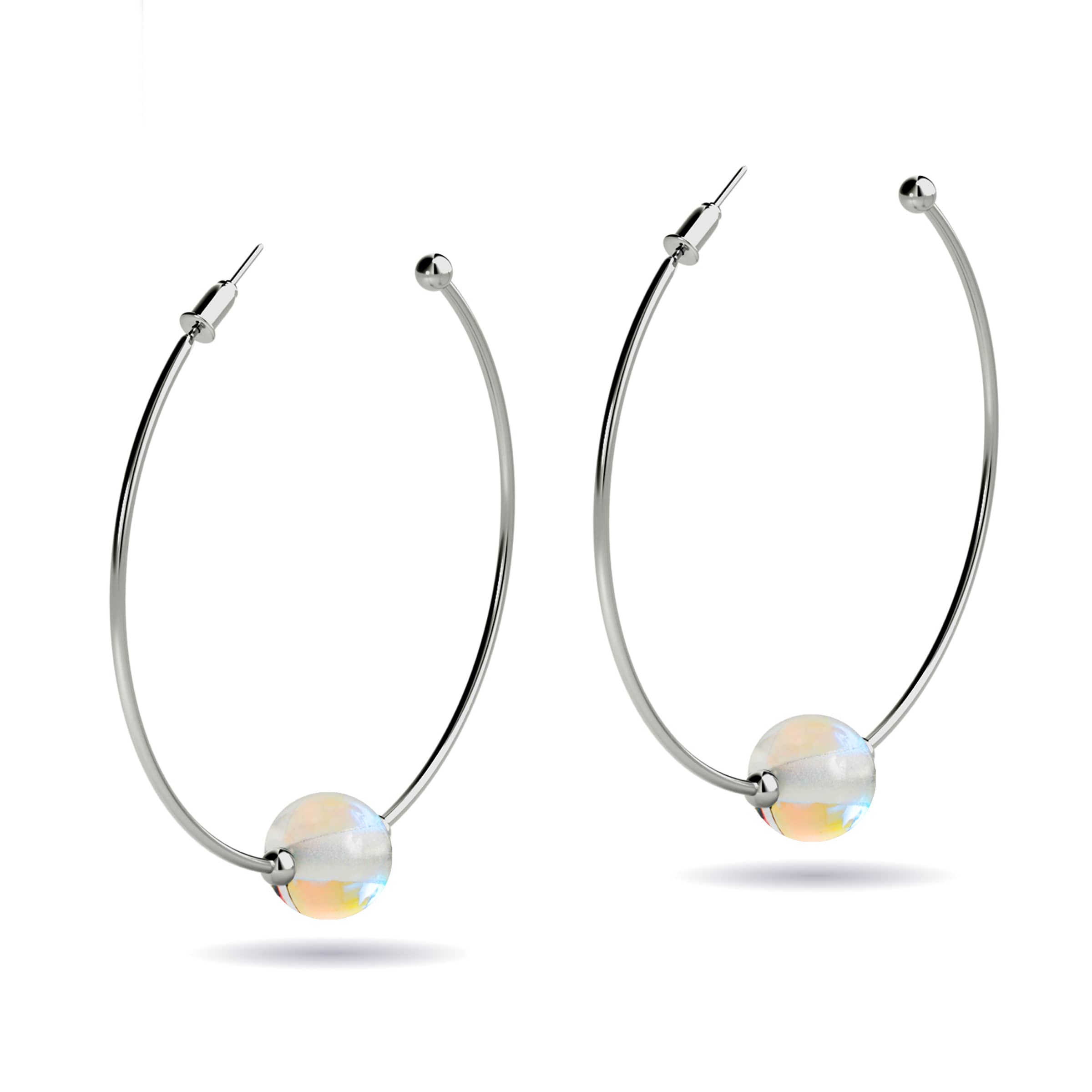 Rainbow Supernova | Silver | Galaxy Glass Hoop Earrings