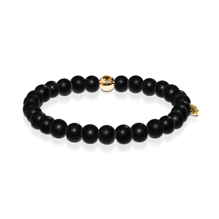 Men's | 18k Gold | Matte Black Bead Bracelet