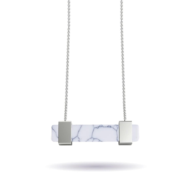 Howlite | Silver | Gemstone Bar Necklace