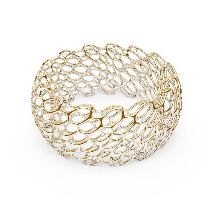 The HIVE Bangle | Double Wide | 14k Gold Sterling