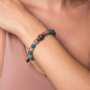 Four Noble Truths | White Gold Buddha | Light Green Faceted Agate Bracelet