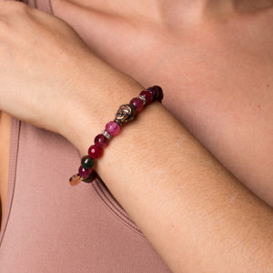 Tantra | Rose Gold Buddha | Multi-Color Faceted Agate Bracelet