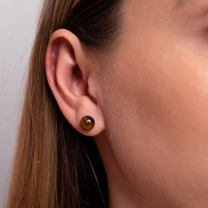 Tigers Eye | .925 Sterling Silver | Stone Stud Earrings