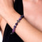 St. Joan of Arc | White Gold Cross | Matte Purple Striped Agate Bracelet