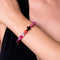St. Thomas Aquinas | Gold Cross | Fuchsia Agate Bracelet
