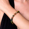 St. Elizabeth Ann Seton | Rose Gold Cross | Olive Green Striped Agate Bracelet