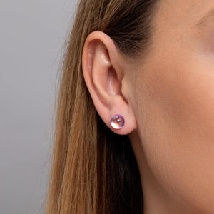 Pink Nebula | .925 Sterling Silver | Galaxy Glass Stud Earrings