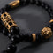 18k Gold Crown | Matte Black Agate | Kingdom Bead Bracelet