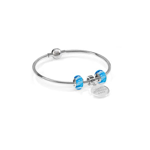 Blue Oceanica - Custom Engraved Silvertone IRIS Charm Bracelet