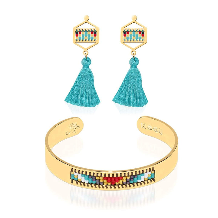 Palos Verdes Estates | 18k Gold | Boho Bangle Fringe Earring Set