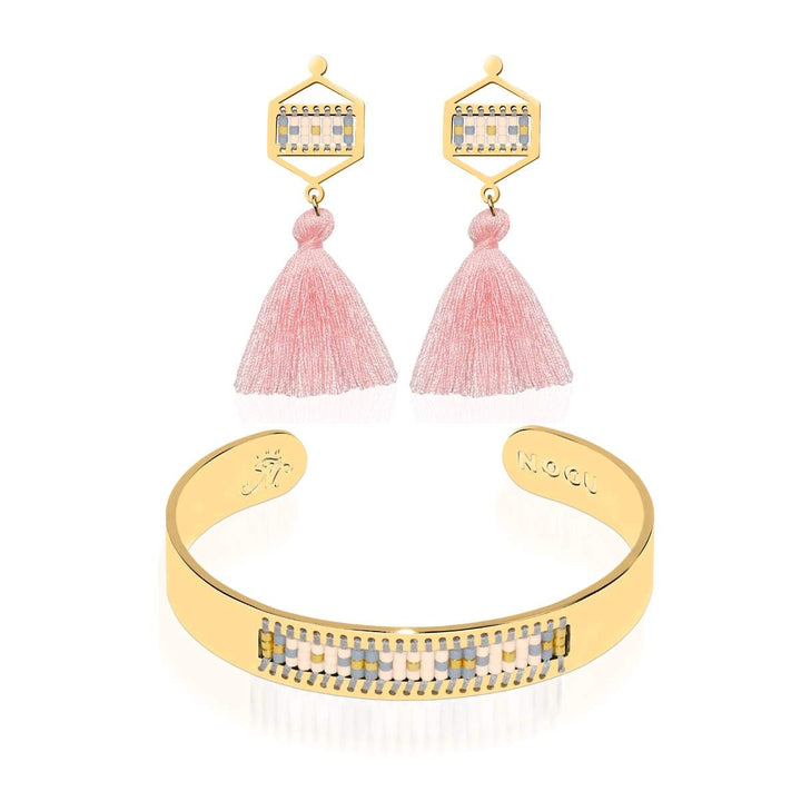 Monterey | 18k Gold | Boho Bangle Fringe Earring Set