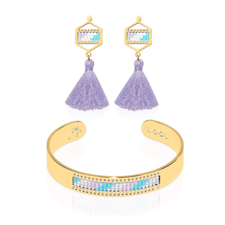 San Clemente | 18k Gold | Boho Bangle Fringe Earring Set