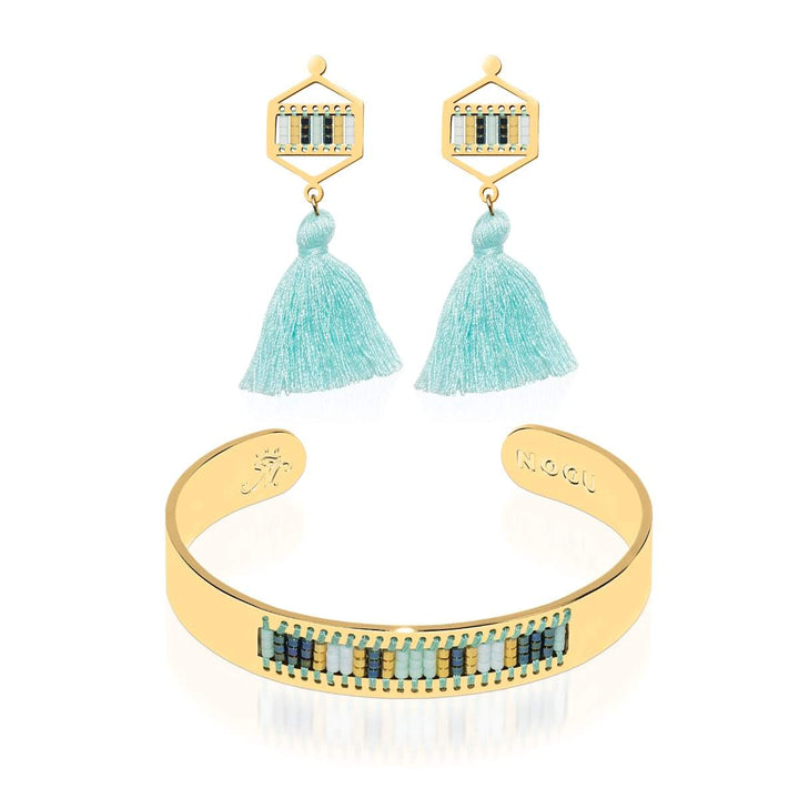 Hidden Hills | 18k Gold | Boho Bangle Fringe Earring Set