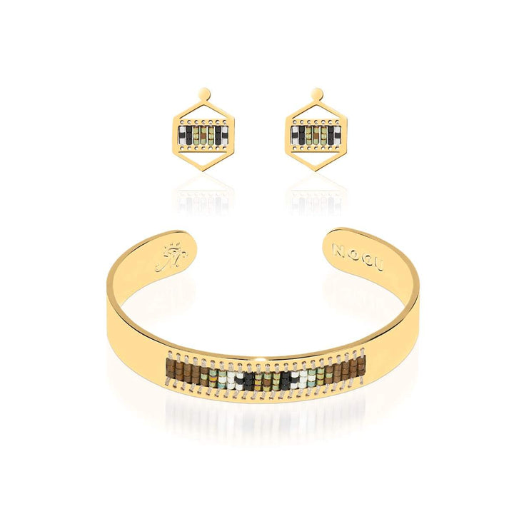 Rolling Hills | 18k Gold | Boho Bangle Earring Set