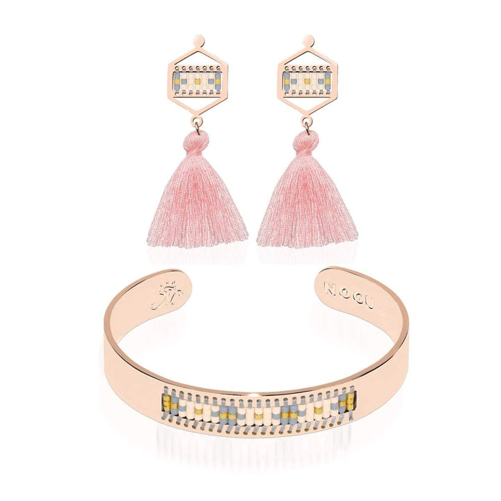 Monterey | 18k Rose Gold | Boho Bangle Fringe Earring Set