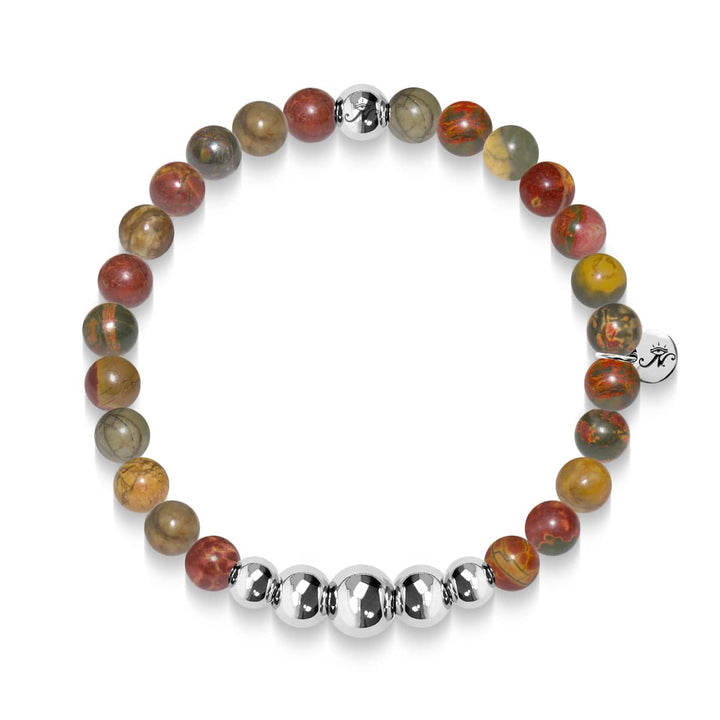 Selfless | Silver Aura Red Picasso Jasper Bracelet