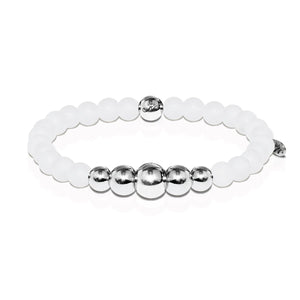Purity | Silver Aura Matte White Bracelet