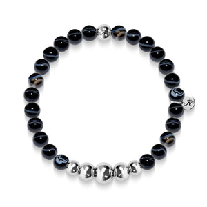Ambition | Silver Aura Black Line Agate Bracelet