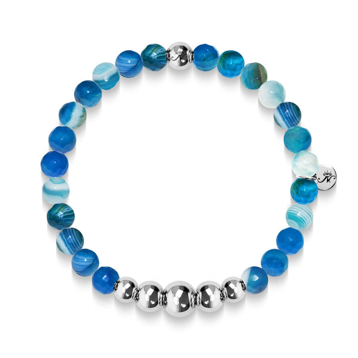 Confidence | Silver Aura Blue Lines Agate Bracelet