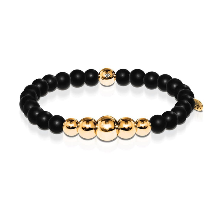 Men's | 18k Gold | Temple | Matte Black Bead Bracelet