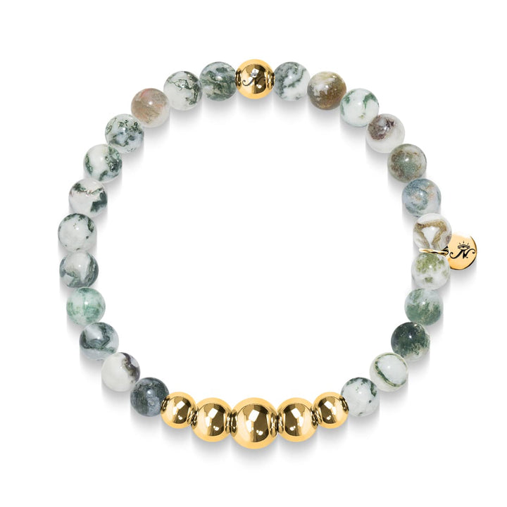 Transcendence | Gold Aura Green Marbled Agate Bracelet