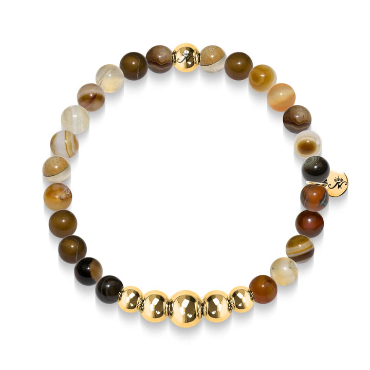 Abundance | Gold Aura Grey Line Agate Bracelet
