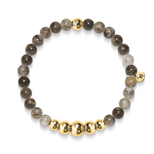 Awakening | Gold Aura Silver Leaf Jasper Bracelet