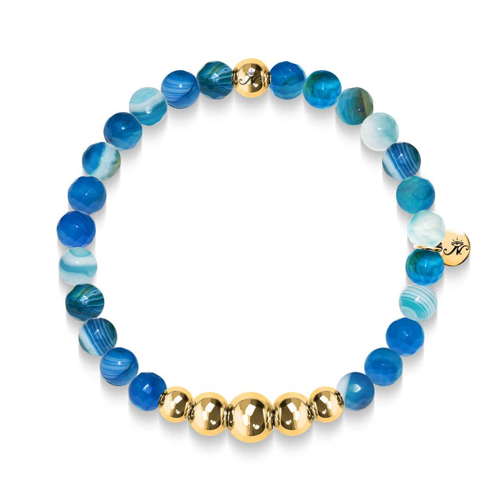 Confidence | Gold Aura Blue Lines Agate Bracelet
