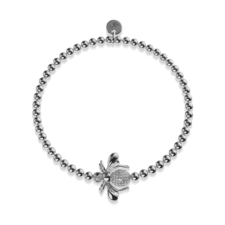 Queen | Silver | Crystal Honeybee Charm Bracelet