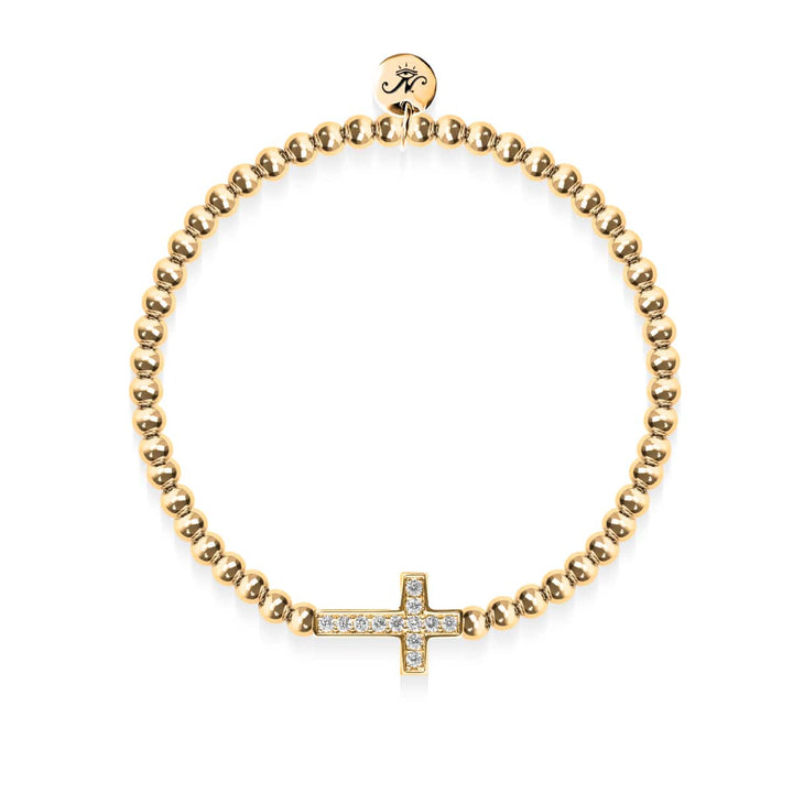 Blessed | 18k Gold | Crystal Cross Charm Bracelet