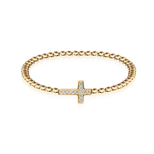 Blessed | 18k Gold Vermeil | .925 Sterling Silver | Cubic Zirconia Crystal Cross Bracelet