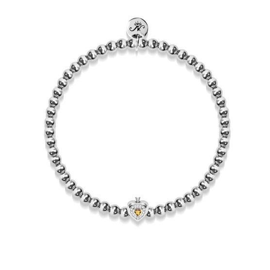 November | Topaz Birthstone | Silver | Crystal Heart Bracelet