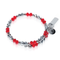 Red & Grey | Silver Glass Crystal Expandable Bangle