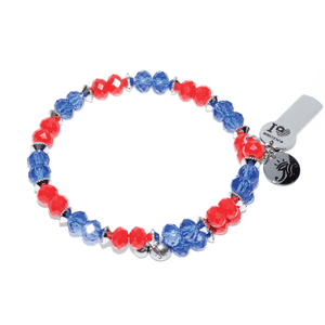 Orange & Blue | Silver Glass Crystal Expandable Bangle