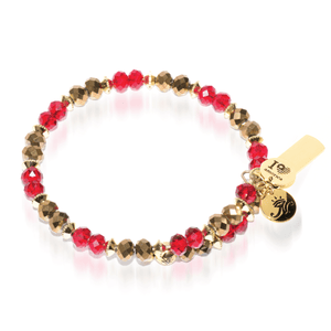 Gold & Red | Gold Glass Crystal Expandable Bangle