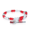 Red & White | Silver Glass Crystal Expandable Bangle