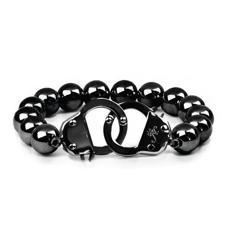 Men's | Gunmetal | Beaded Cuff Bracelet