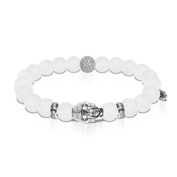Deja Vu | White Gold Buddha | White Agate Bracelet
