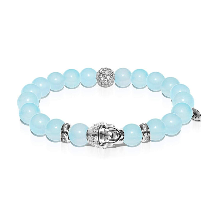 Divination | White Gold Buddha | Sky Blue Agate Bracelet