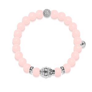 Elemental Energy | White Gold Buddha | Rose Quartz Bracelet